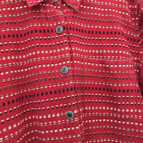 Christopher Banks Womens L Button Linen Blazer Red Repeat Pattern 3/4 Sleeve - Picture 2 of 5