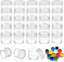 25 Pack Empty Paint Pots, 10Ml/0.34 OZ Clear Small Paint Cups, Plastic Small ..