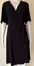 H by Halston QVC Black Dolman Sleeve Wrap Dress 90s Minimalist & Capsule Core  L