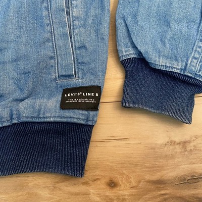 Levis Line 8 Jacket Men Medium Chambray Denim Bomber Full Zip Standard Issue