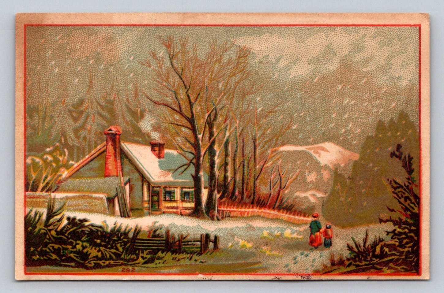 Company Special Invitation House People Snow Trade Card P882