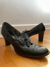 Vintage 60s 70s Revelations Black Leather Tassel Pumps Heels Size 9 N USA Made