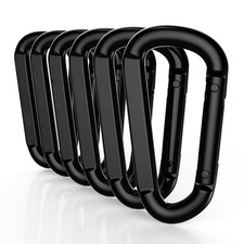 Steel Carabiner Hook,1100lbs Breaking Strength,D Shape Spring Clip, Hiking black