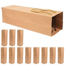 12 Pcs Kraft Paper Wine Bottle Gift Bags With Handle Bags 9.5 x 9 x 35 cm