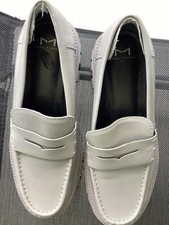 Marc Fisher LTD Morris Loafers 9M   Gray Leather Chunky Sole Slip-On Shoes