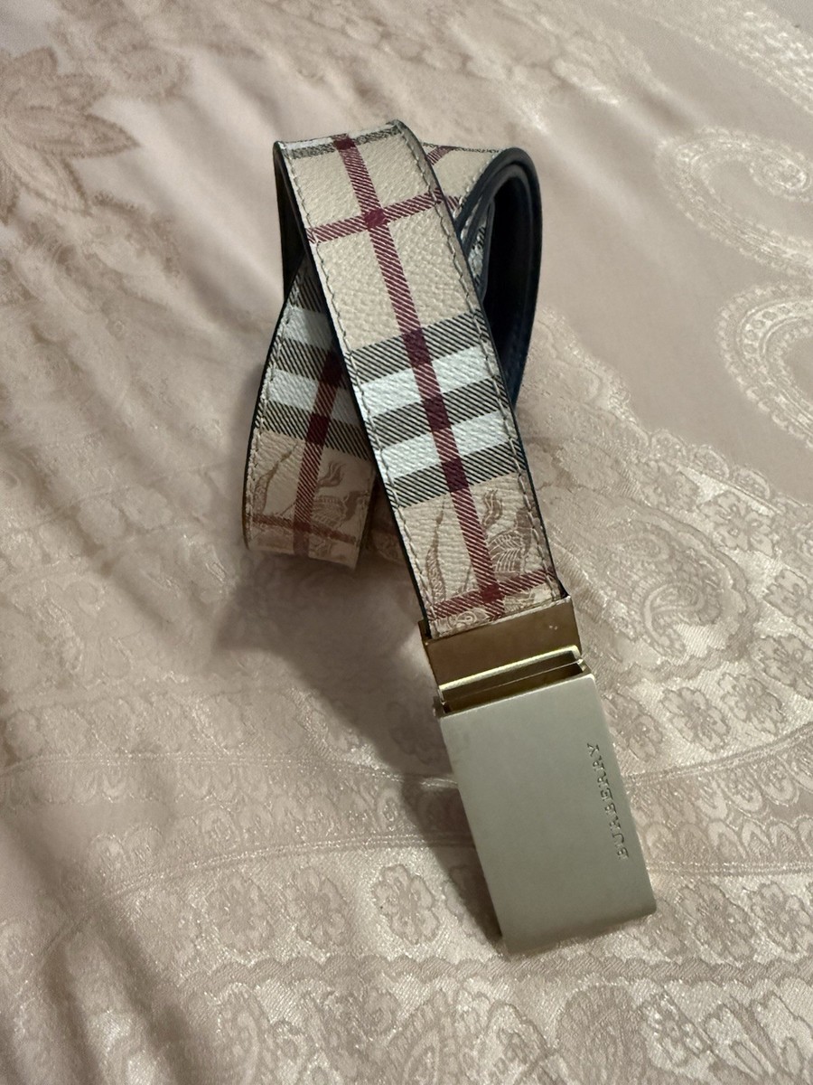 Burberry Mens Reversible Check Belt in Sand/Black Sz 34 NWOT | eBay