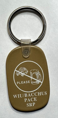 Vintage WIU Bacchus Keychain Anti-Drinking Driving~Western IL University~779