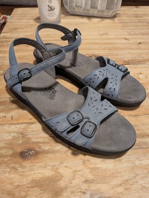SAS Cozy Blue Leather Sandal Size 9 N USA Tripad Comfort Hippi Boho Strappy Chic