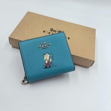 COACH Classic Cartoon Print PEANUTS Blue Zipp...