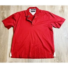 Tommy Hilfiger Polo Shirt Mens Large Red Short Sleeve Casual Classic