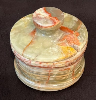 Marble Salt Cellar with Lid (no spoon) Green Onyx 4 Inch Handmade Sugar Bowl