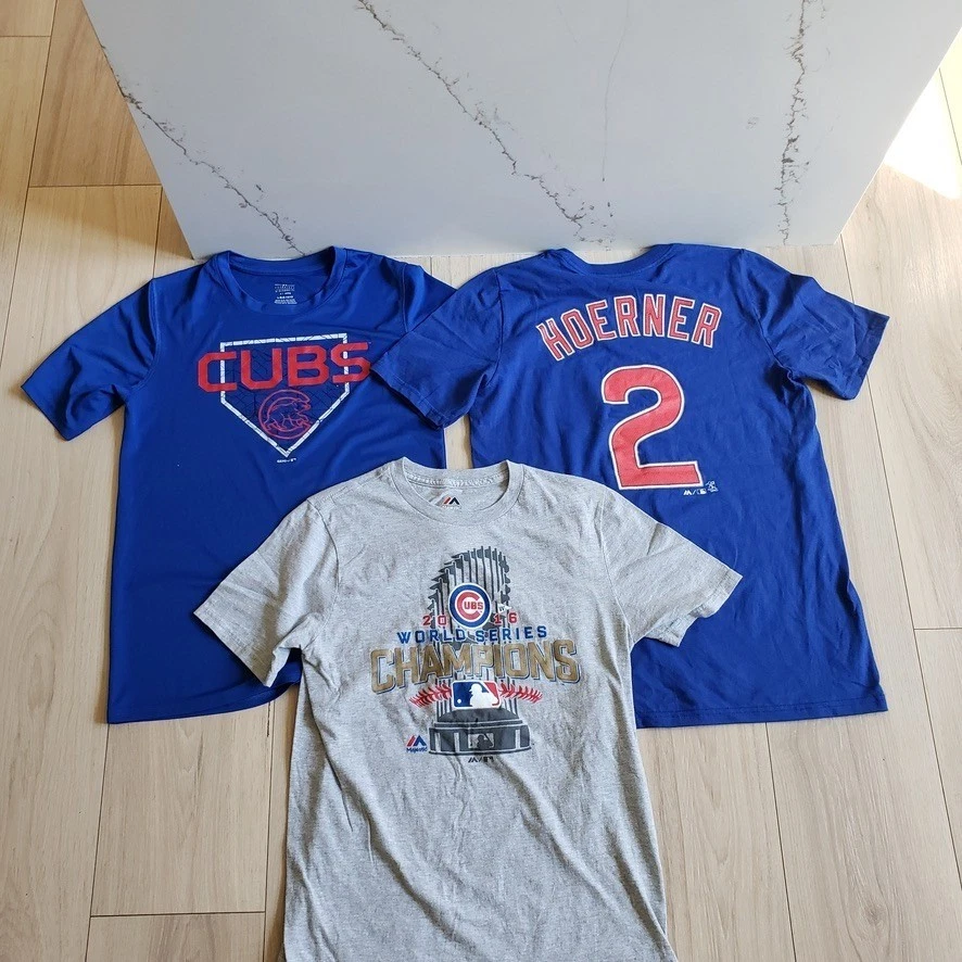 3 Pack Chicago Cubs T Shirts Youth L 14 16 Blue Gray Majestic MLB Shirt Lot - Image 2 of 4