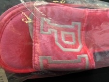 NWT Victorias Secret PINK Slippers Large L Velvet Pink Slide Logo Sleepwear New
