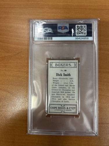 Vintage 1915 Cope Bros & Co. Boxers #68 Dick Smith PSA 4 VG-EX Freshly Graded - Picture 2 of 2