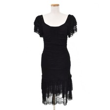 Chanel Short Sleeve Long Tight Dress Black 38 P30232K00356