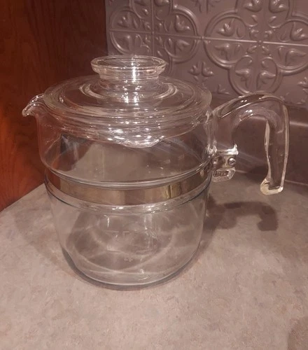 VINTAGE PYREX FLAMEWARE GLASS 4-6 CUP PERCOLATOR COFFEE POT # 7756 & LID ONLY!