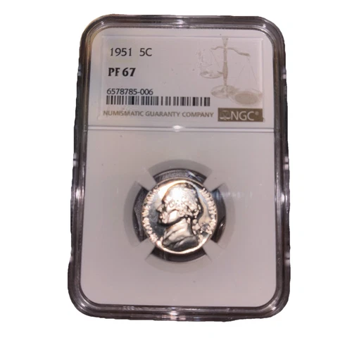 1951 5c NGC PF67 JEFFERSON NICKEL PROOF PF 67
