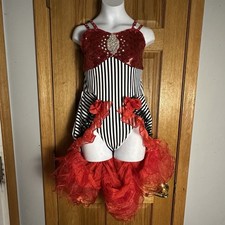 Custom Solo Rhinestone Embellished Can-Can Burlesque Jazz Dance Costume AXS
