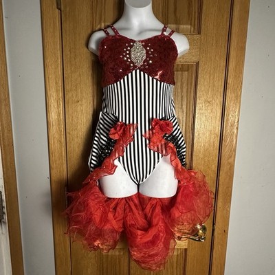 Custom Solo Rhinestone Embellished Can-Can Burlesque Jazz Dance Costume AXS