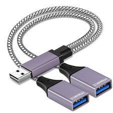 2025 Upgraded,USB Splitter 1 in 2 Out Cable,Double USB Port Extender Power Sp...