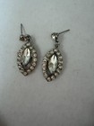 Sparkly Boho Clear Crystal Teardrop Filigree Leaf Necklace and Earrings Set — photo 3