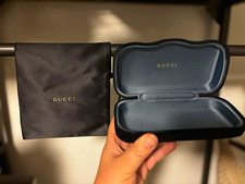 Gucci Black Hard Glasses Case w/ Gucci Pouch, Inner Compartment