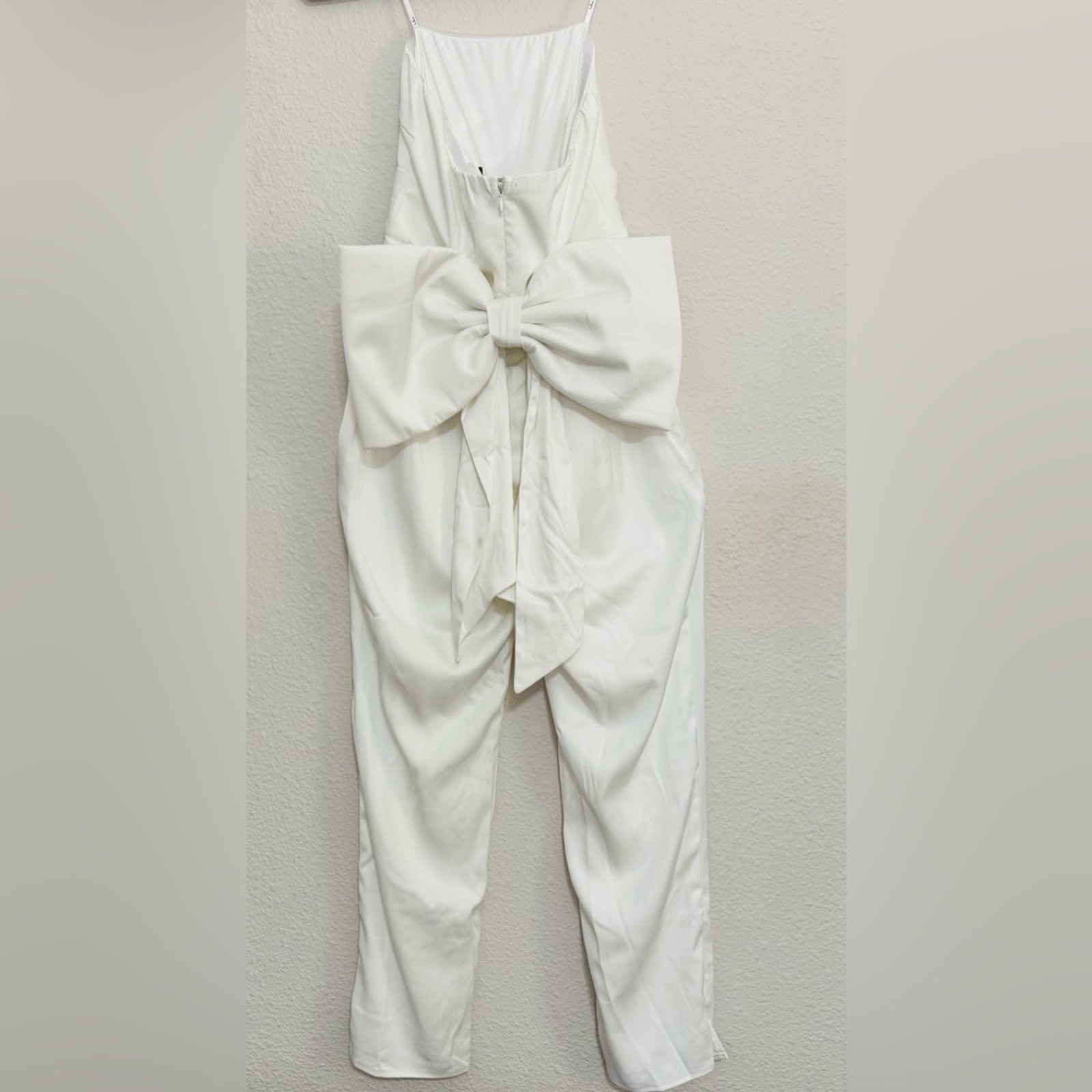 Lulus Beloved Bliss Ivory Strapless Slim Leg Bow Jumpsuit Size XS NWOT image 7