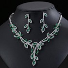 18k Platinum Plated  Emerlad Green Swarovski Crystal  Necklace Earrings  Set — photo 1