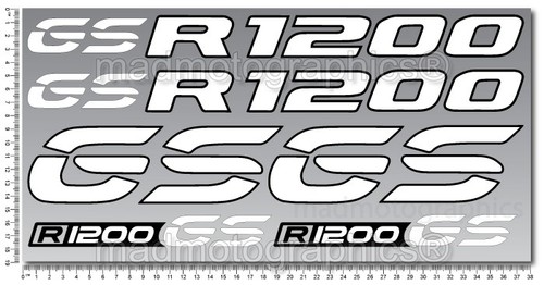 Reflective decals stickers graphic set for BMW GS R1200GS panniers R1200 white - Picture 3 of 6