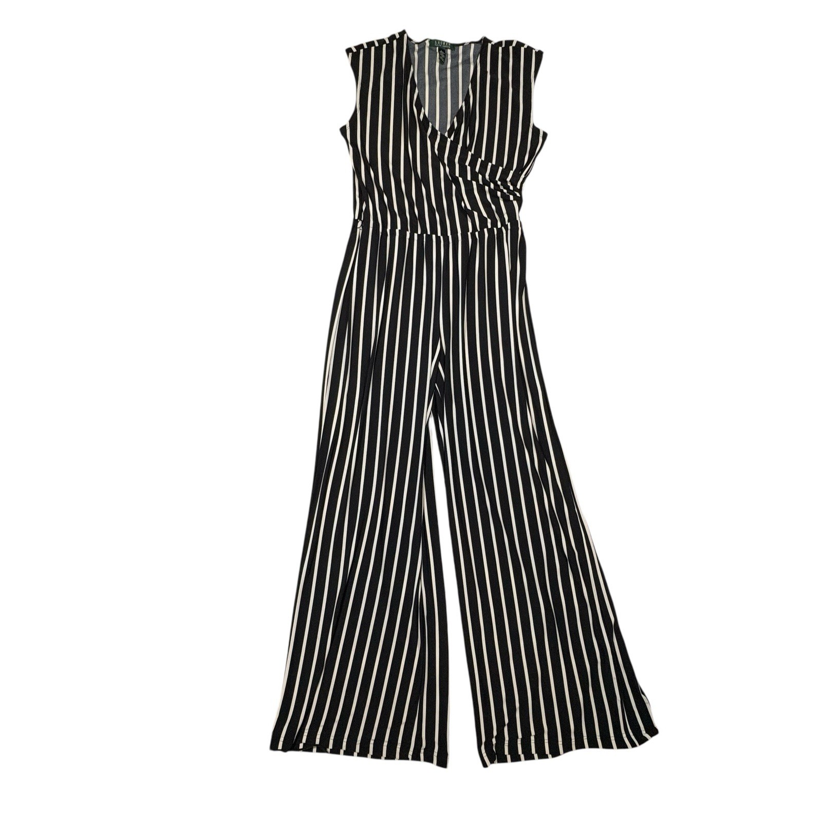Lauren Ralph Lauren Women Jumpsuit/Romper Sleeveless Black/White Striped Size L