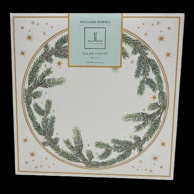 Williams Sonoma Jeff Leatham Holiday Salad Plates Christmas New in box Set 4