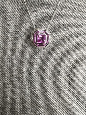 Halskette Sterlingsilber rosa Saphir Halo