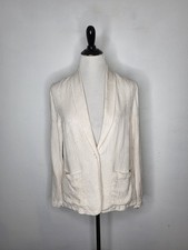 RAQUEL ALLEGRA Silk Blend Jai Jacquard Jacket Women's Size 0/XS Embossed Ivory