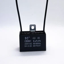 CBB61 6mfd 6uf  6 uF  6.0uF 250V AC Ceiling Fan MOTOR START Capacitor 2 WIRES