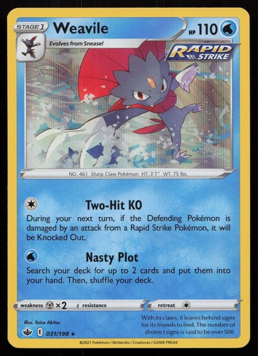 Weavile 031/198 Holo Rare Chilling Reign Pokemon Near Mint