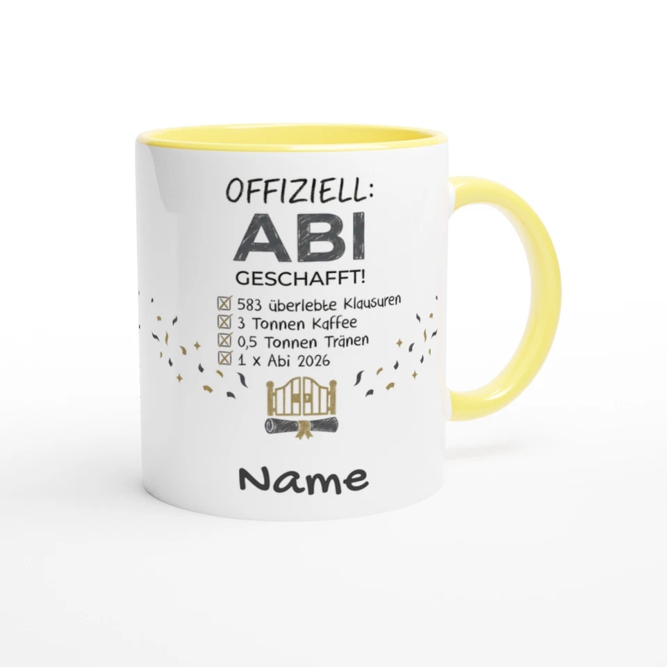 Abi 2026 Tasse mit Name Personalisiert Lustiges Abitur Geschenk Abschlussprüfung - Bild 3 von 4