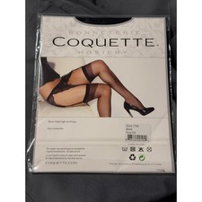 Coquette Hosiery 1706 Black Sheer Thigh High Stockings One Size NIP Lingerie