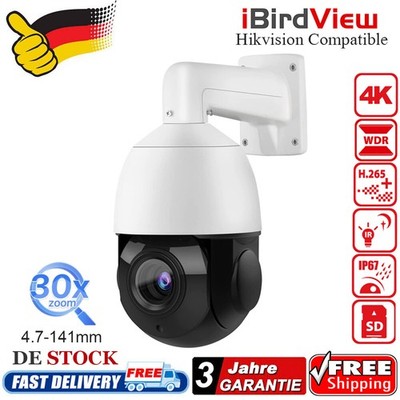 4K 8MP Vollfarb POE IP Sicherheitskamera 30X Zoom PTZ Tracking Zweiwegs Audio