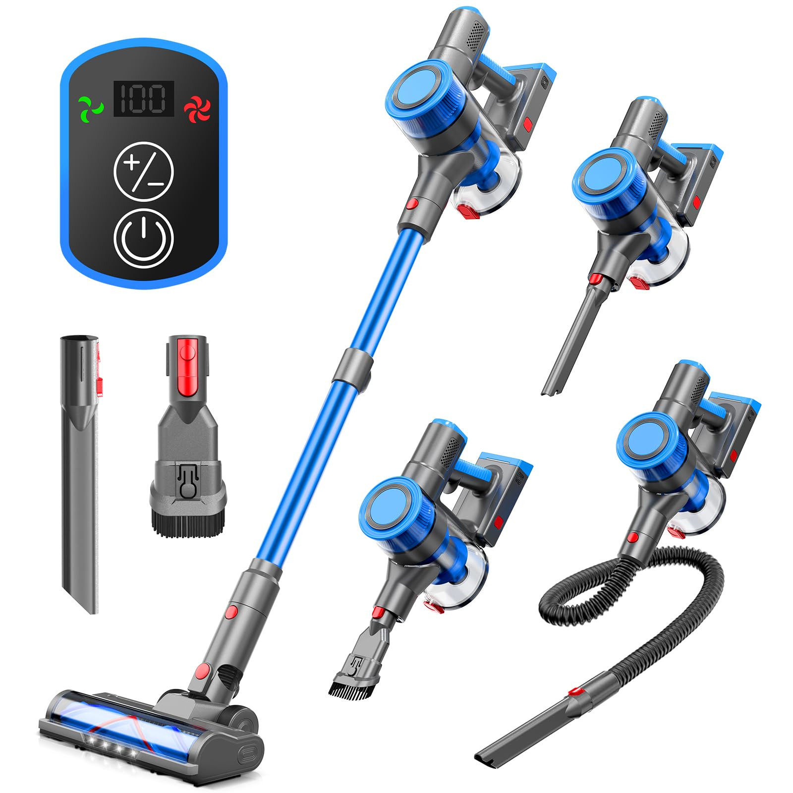 Cordless Vacuum Cleaner - Rechargeable, 35Kpa Stick Vacuum 8 in 1 Lightweight...