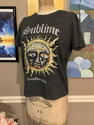 Reposted~Sublime Sun Logo Band Tee Charcoal Heather Gray Juniors womens Medium 