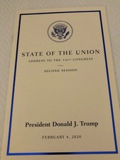 DIRECCIÓN DEL ESTADO DE LA UNIÓN DE TRUMP CASA BLANCA 2020 REPUBLICAN GOP MAGA Excelente Raro