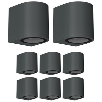 8x Wandleuchte ALSE für außen IP54 Downlight anthrazit matt rund 1x GU10 max.