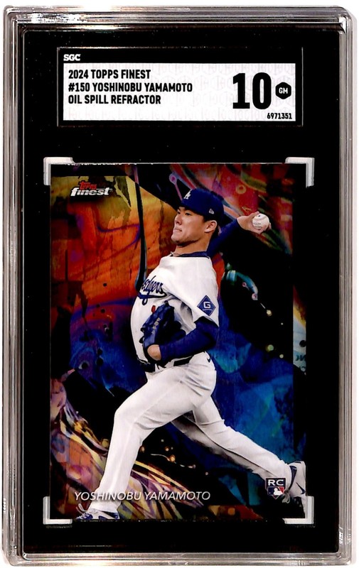 2024 Topps Finest Oil Spill Refractor SSP Yoshinobu Yamamoto Rookie SGC 10 GS1