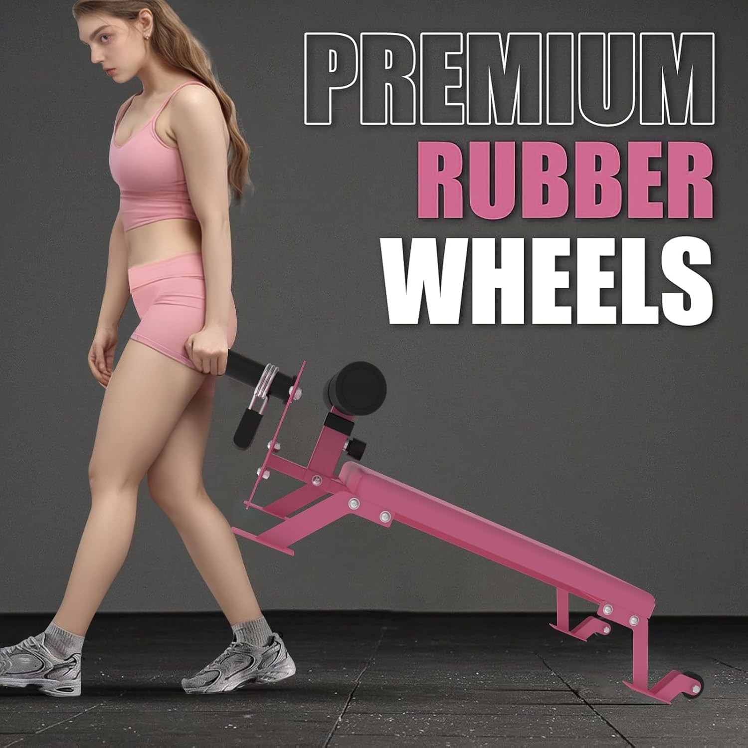 Nordic Curl Bench with Wheels, Home Gym for Hamstring & Glute Workouts, Compact
