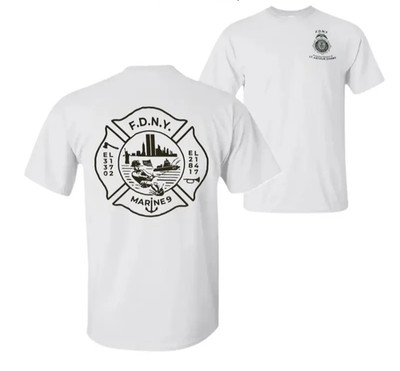FDNY Marine 9 T-Shirt, Vintage Streetwear Tee Honoring New York Firefighters, Pa