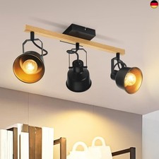 Deckenstrahler 3 Flammig Schwarz: Deckenlampe Vintage Schwenkbar 350° MAX.25W 