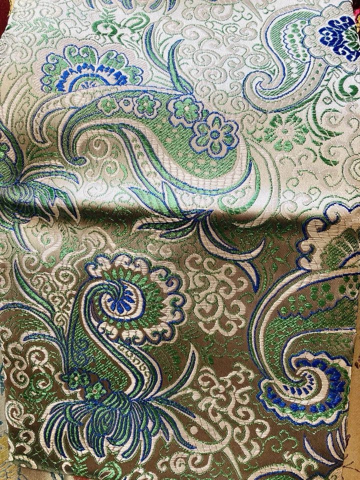 Lot of 11 Dragonflies Fish Paisley Asian Satin Brocade Squares 18" x 22" - Image 2 of 4