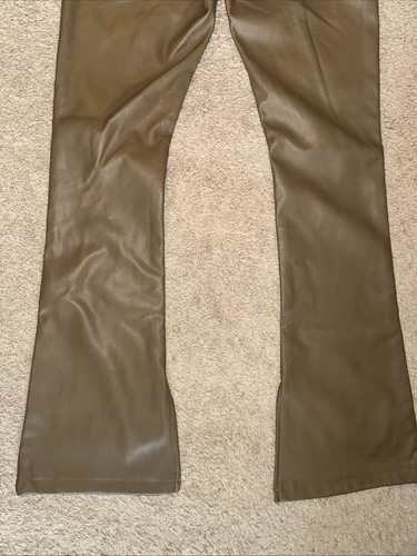 Top Shop Brown Faux Leather Pants US6 Flare - Picture 5 of 8