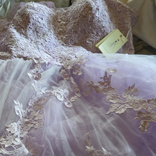 Lavender Lace Formal Dress with Tulle Overlay Elegant Evening Gown