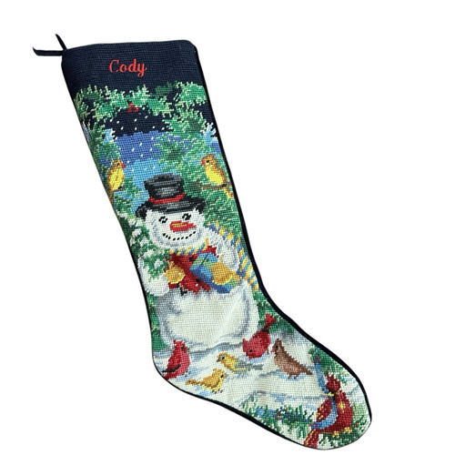 VTG Needlepoint Snowman Stocking (Personalized “Cody”) - Picture 1 of 2